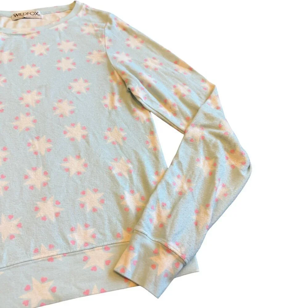 Wildfox Star Print Pullover Sweater Stretchy Pastel Comfy Cozy Size Small Womens